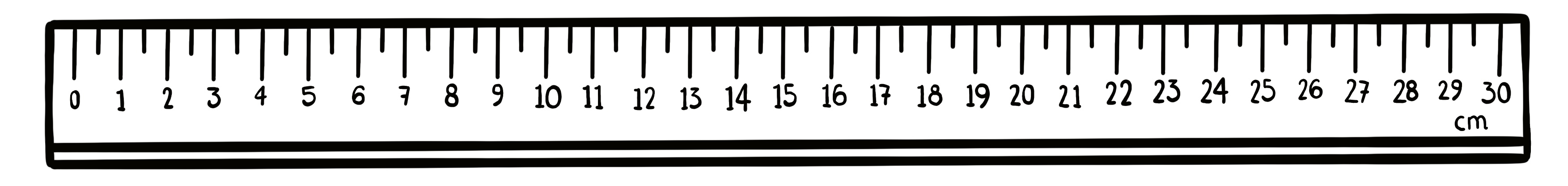 a black and white drawing of a ruler with numbers on the side of the ruler, and the length of the ruler on the other side of the ruler