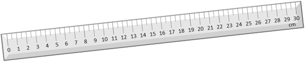 a white plastic ruler with a black line on the bottom of the ruler is measuring the length of the ruler