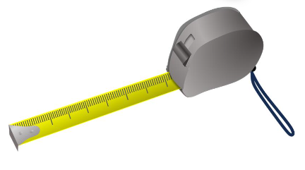 a tape measure with a yellow handle on a white background with a blue handle on the end of the tape