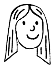 a drawing of a woman's face with long hair and a smile on the side of her face