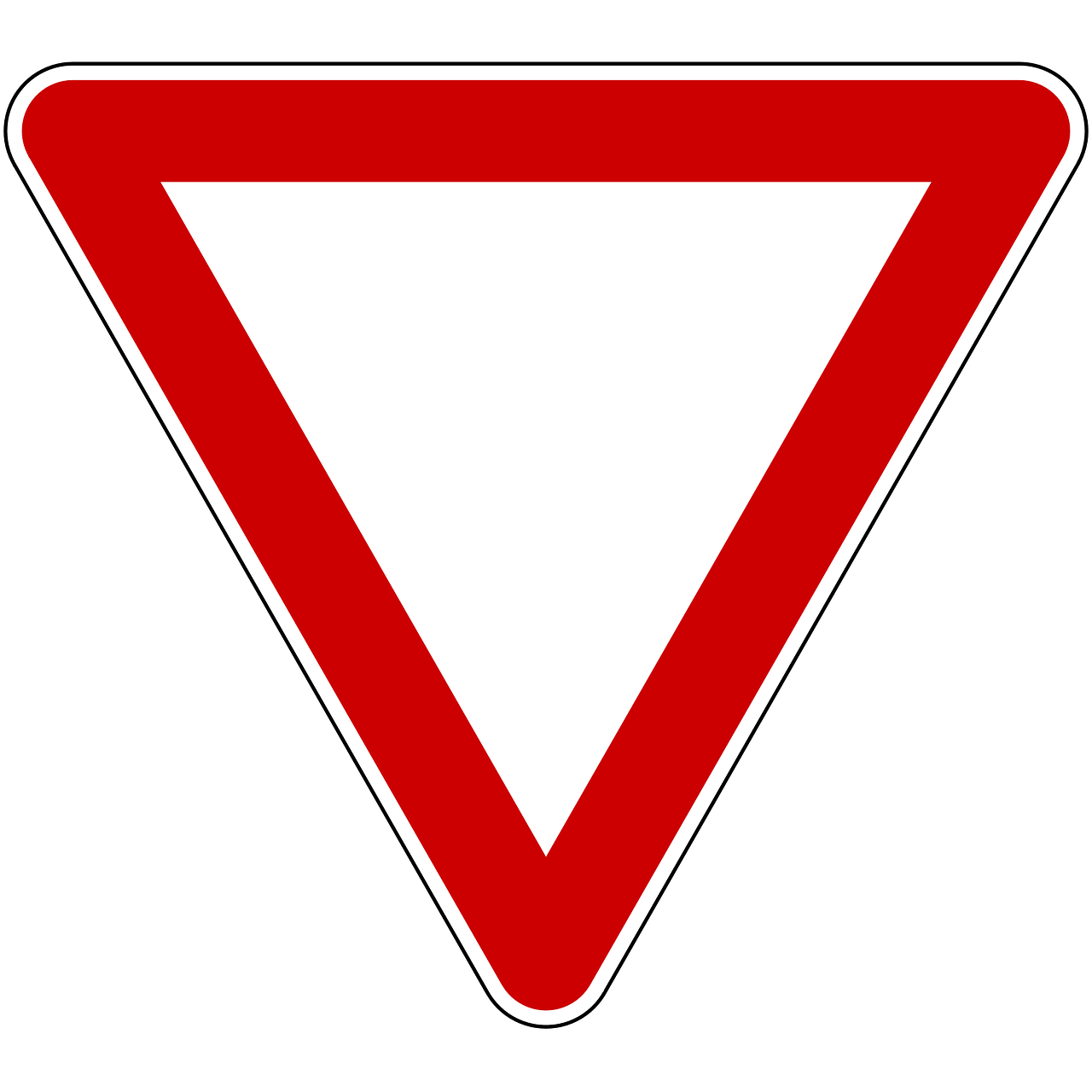 a red triangle shaped sign on a white background with a white background and a red triangle shaped sign on a white background with a white background
